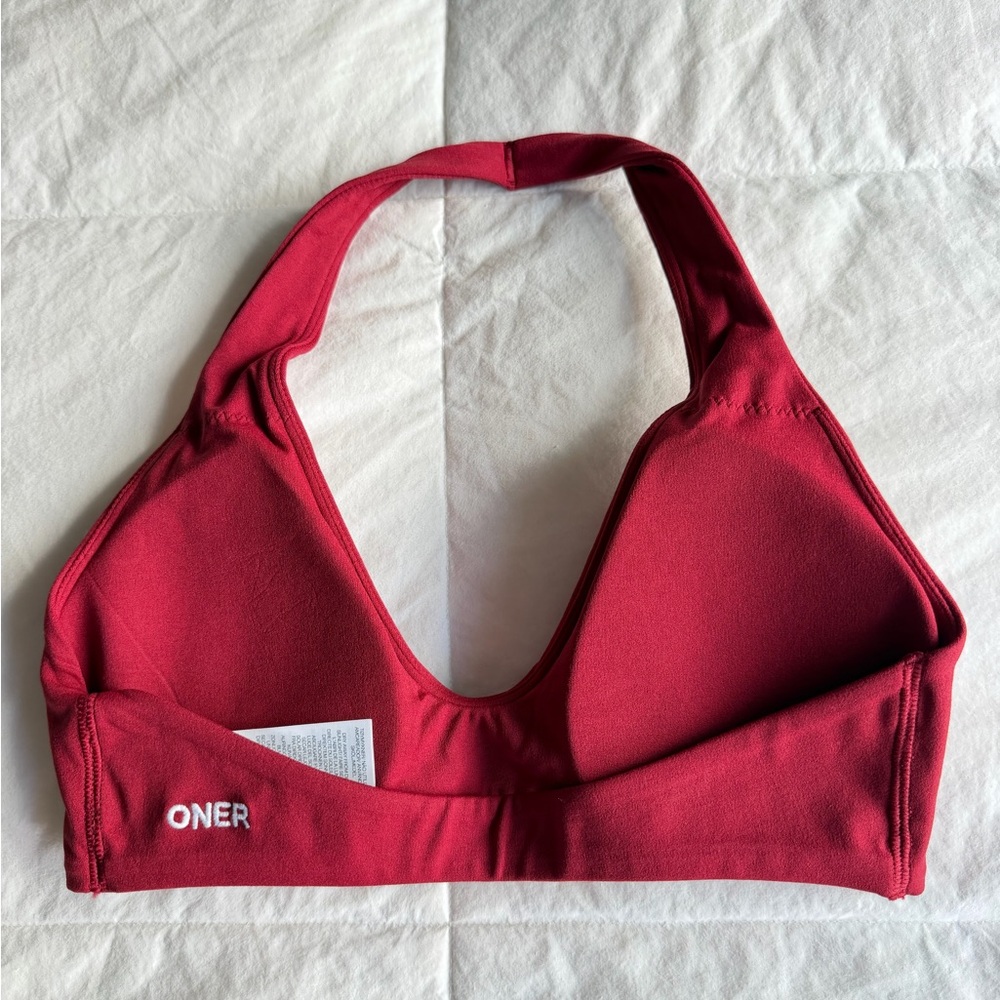 Oner Active Minimal Halter Neck Bralette- Ruby Red - Small